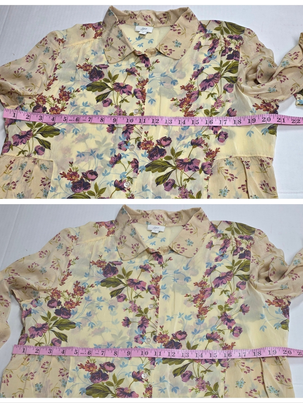 J Jill Sheer Retro Floral Button Down Women's Shirt - Picture 7 of 14